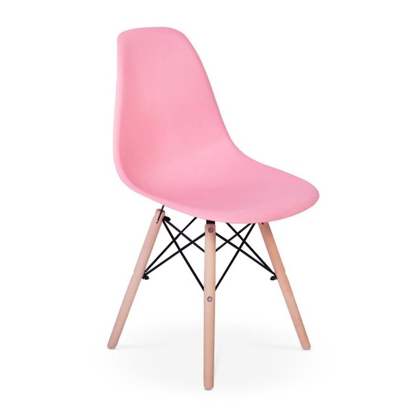 Encontraproduto.com.br - Conjunto Mesa De Jantar Redonda Talia Branca 120cm Com 6 Cadeiras Eames Eiffel - Rosa