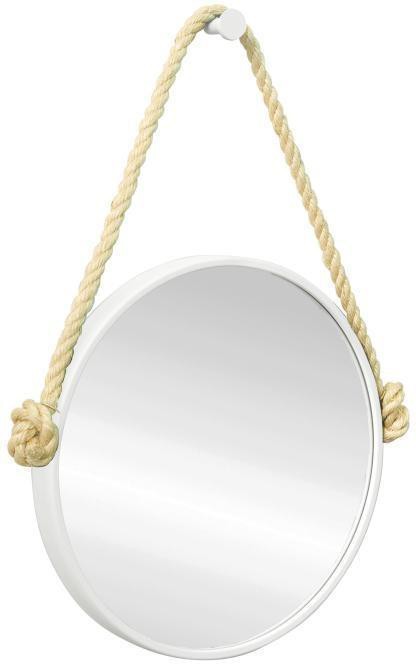 Espelho Decorativo E2G Design Branco Alça Sisal Natural Redondo 50cm