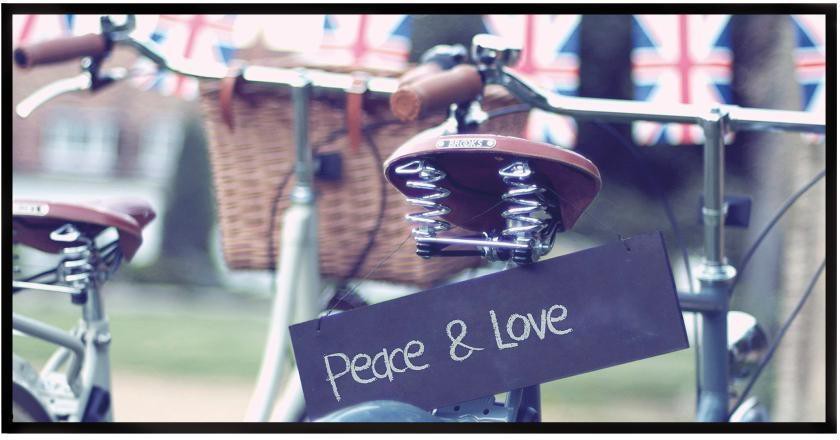 Quadro Decorativo E2G Design Barcelona Peace Love Bike 50x100cm