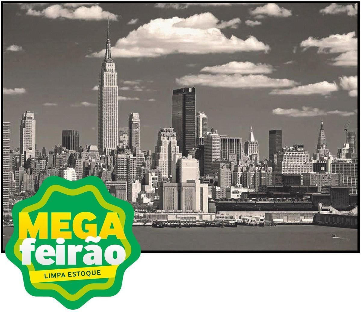 Quadro Decorativo E2G Design Barcelona NY Gray Landscape Petro e Branco 70x100cm