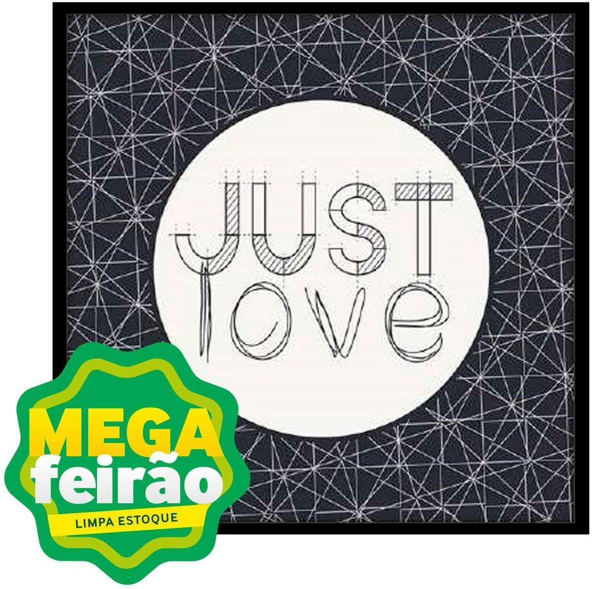 Quadro Decorativo E2G Design Barcelona Just Love Petro e Branco 30x30cm