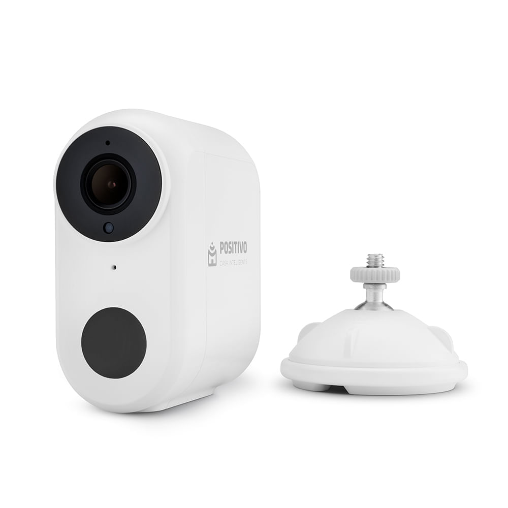 Encontraproduto.com.br - Smart Câmera Wi-Fi com Bateria Positivo Casa Inteligente - Full HD Interna/Externa Detecção de Movimentos Visão Noturna Compatível com Alexa e Google Assistente