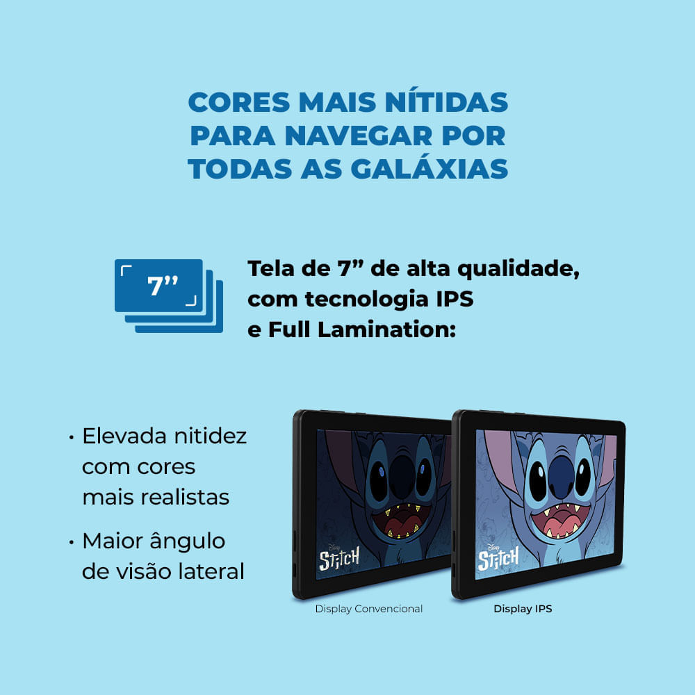 Encontraproduto.com.br - Tablet Positivo Vision TAB 7 Stitch + Capa e Bolsa - Octa-Core 3GB RAM 64GB Android 14 Go Wi-Fi Tela 7” IPS – Preto