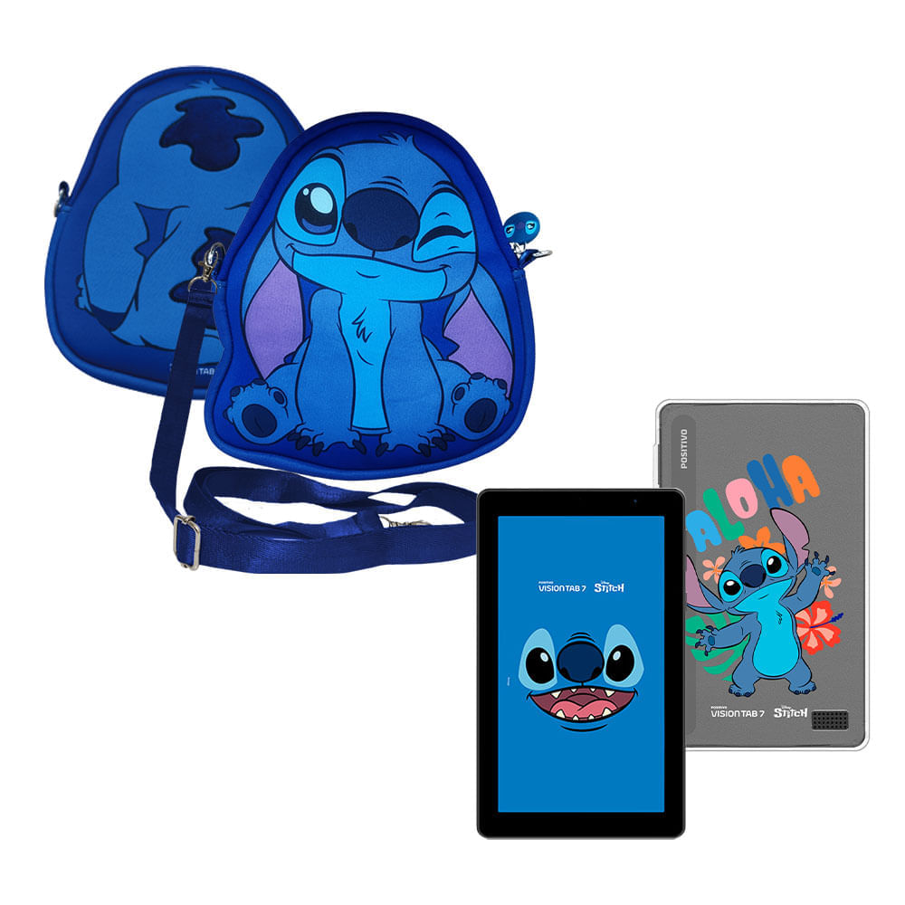 Encontraproduto.com.br - Tablet Positivo Vision TAB 7 Stitch + Capa e Bolsa - Octa-Core 3GB RAM 64GB Android 14 Go Wi-Fi Tela 7” IPS – Preto