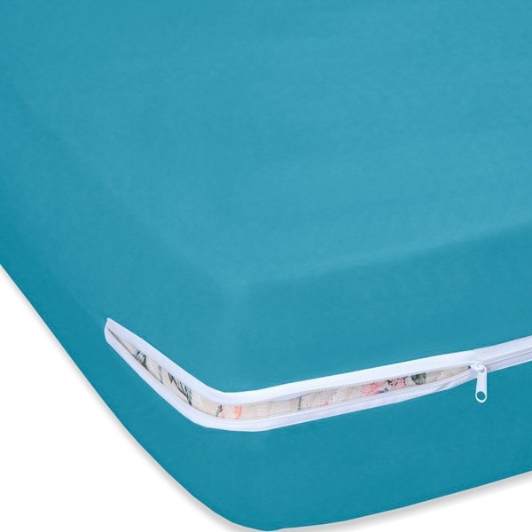 Encontraproduto.com.br - Capa para Colchão Azul Casal Padrão Malha 100% Algodão