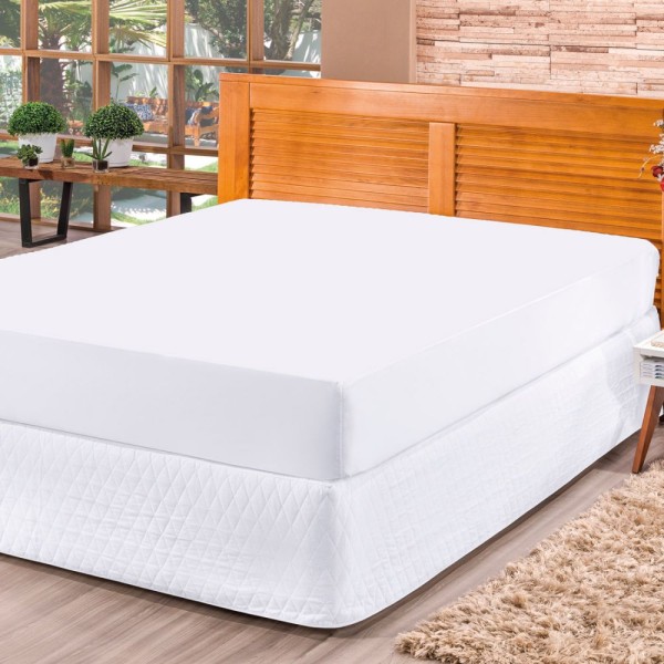 Encontraproduto.com.br - Lençol Avulso Liso Branco Queen Percal Misto 120 Fios