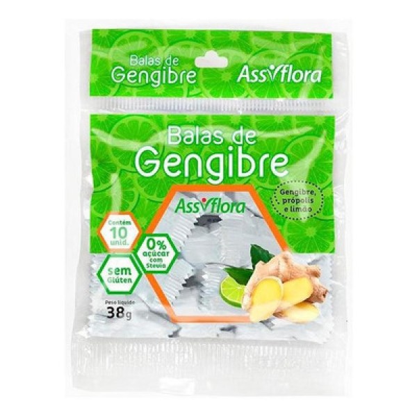 Bala Gengibre Assiflora  Própolis Limao Zero Açúcar 38g - Vencimento Agosto/2023 - Vencimento Agosto/2023