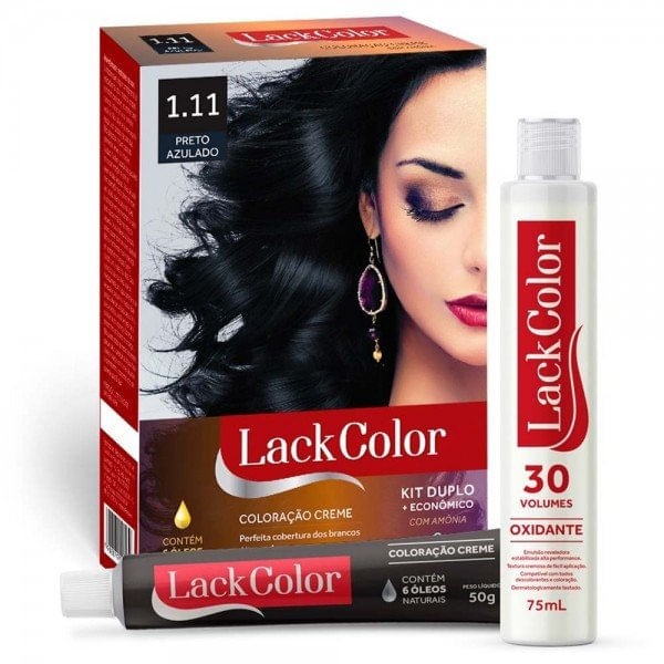 Encontraproduto.com.br - Tintura Lack Color Kit Creme 1.11 Preto Azulado