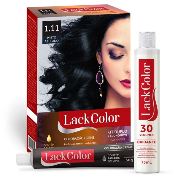 Encontraproduto.com.br - Tintura Lack Color Kit Creme 1.11 Preto Azulado