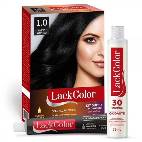 Encontraproduto.com.br - Tintura Lack Color Kit Creme 1.0 Preto Intenso