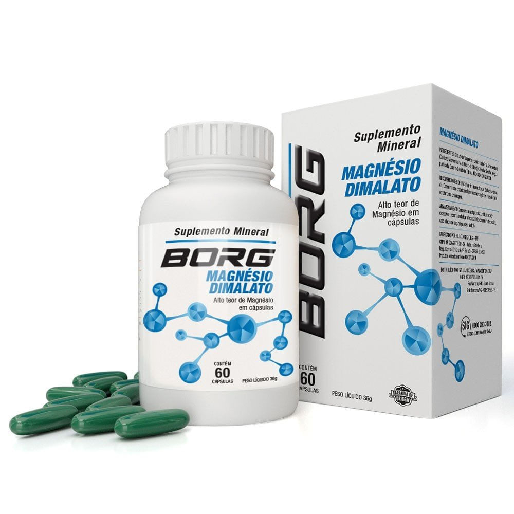 Encontraproduto.com.br - Suplemento Vitamínico Magnesio Dimalato - Borg - 60 Cápsula