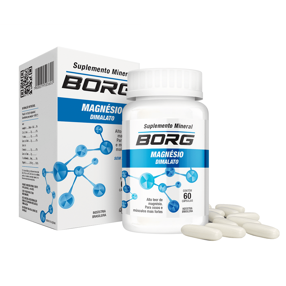 Encontraproduto.com.br - Suplemento Vitamínico Magnesio Dimalato - Borg - 60 Cápsula