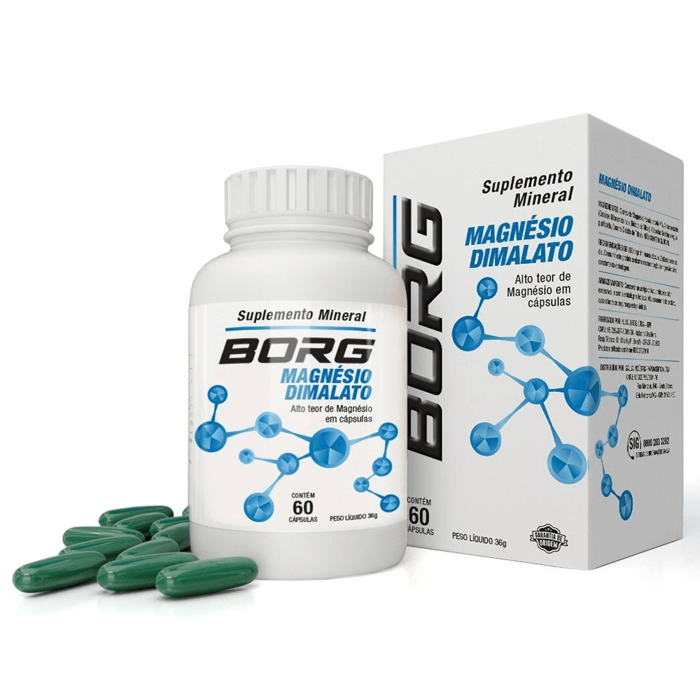 Encontraproduto.com.br - Suplemento Vitamínico Magnesio Dimalato - Borg - 60 Cápsula