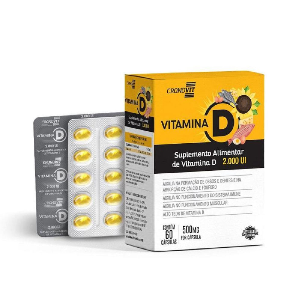 Encontraproduto.com.br - Suplemento Alimentar Cronovit Vitamina D 2.000 UI 60 Cápsulas