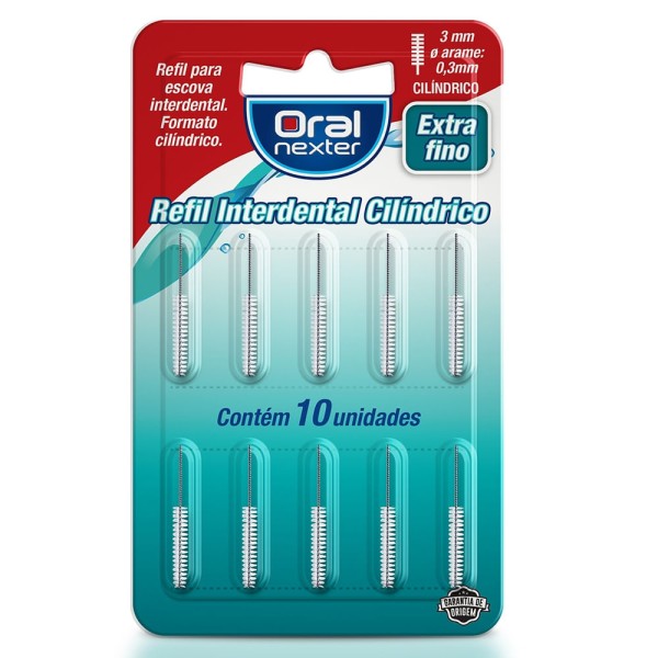 Encontraproduto.com.br - Refil Interdental Cilíndrico Oral Nexter Extra Fino 10 Unidades