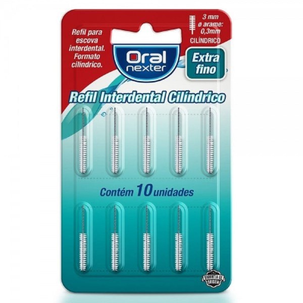 Encontraproduto.com.br - Refil Interdental Cilíndrico Oral Nexter Extra Fino 10 Unidades