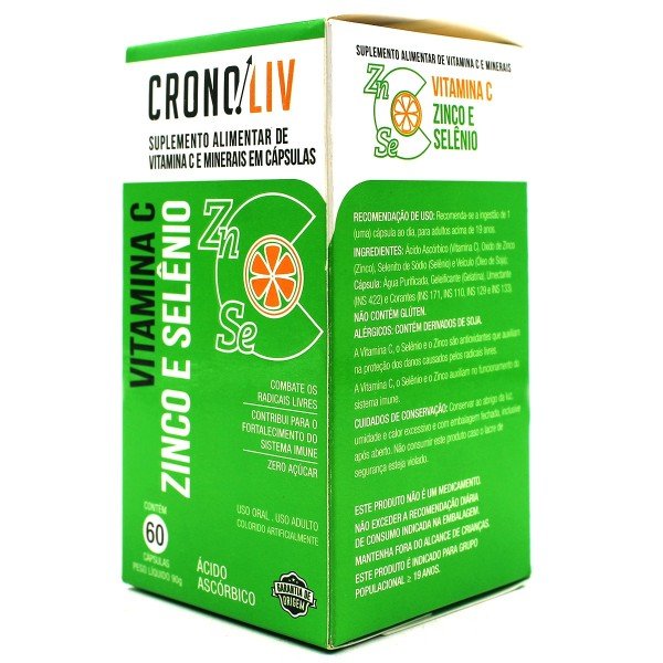 Encontraproduto.com.br - Suplemento Alimentar Cronoliv Vitamina C + Zinco e Selênio 60 Cápsulas