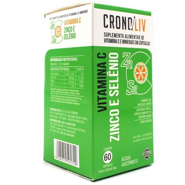 Encontraproduto.com.br - Suplemento Alimentar Cronoliv Vitamina C + Zinco e Selênio 60 Cápsulas