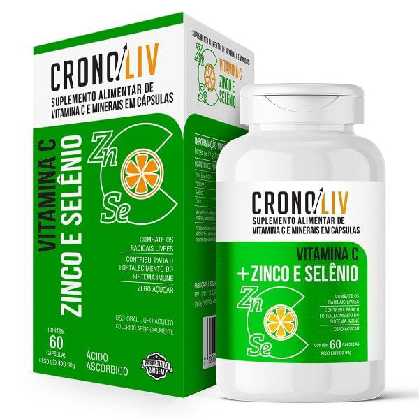 Encontraproduto.com.br - Suplemento Alimentar Cronoliv Vitamina C + Zinco e Selênio 60 Cápsulas