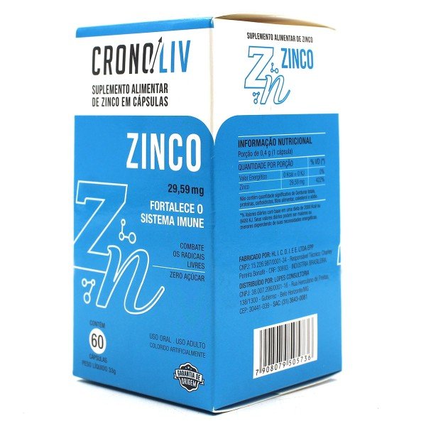 Encontraproduto.com.br - Suplemento Alimentar Cronoliv Zinco 60 Cápsulas