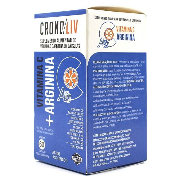 Encontraproduto.com.br - Suplemento Alimentar Cronoliv Vitamina C + Arginina 60 Cápsulas
