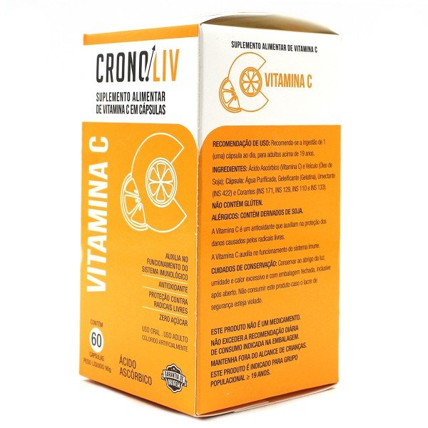 Encontraproduto.com.br - Suplemento Alimentar Cronoliv Vitamina C 60 Cápsulas