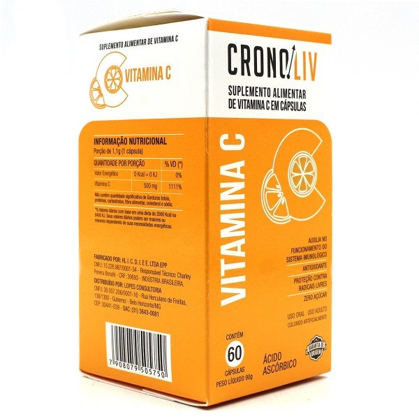 Encontraproduto.com.br - Suplemento Alimentar Cronoliv Vitamina C 60 Cápsulas