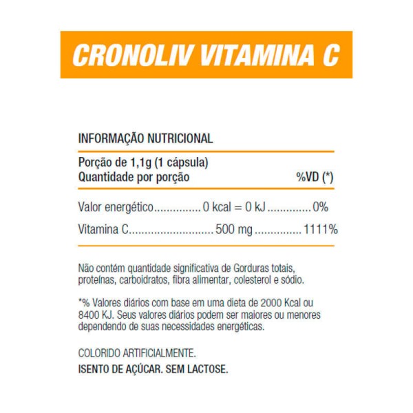 Encontraproduto.com.br - Suplemento Alimentar Cronoliv Vitamina C 60 Cápsulas