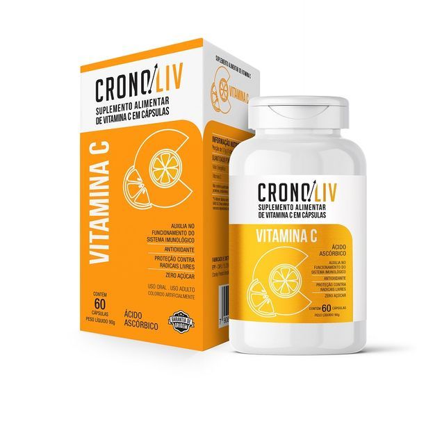 Encontraproduto.com.br - Suplemento Alimentar Cronoliv Vitamina C 60 Cápsulas