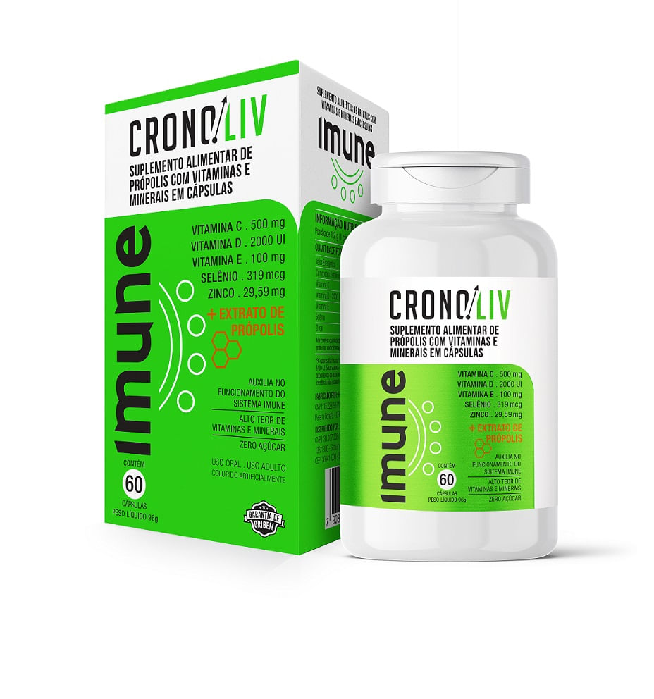 Encontraproduto.com.br - Suplemento Alimentar Cronoliv Imune 60 Cápsulas
