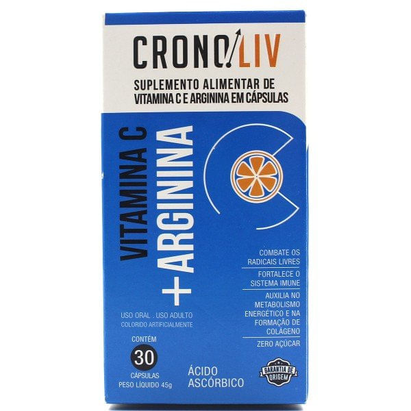 Encontraproduto.com.br - Suplemento Alimentar Cronoliv Vitamina C + Arginina 30 Cápsulas