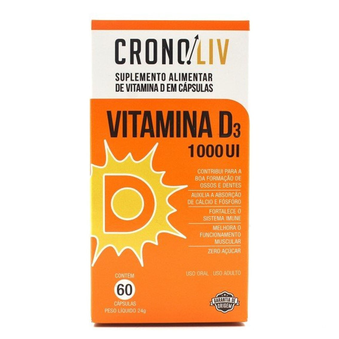 Encontraproduto.com.br - Suplemento Alimentar Cronoliv Vitamina D 1.000UI 60 Cápsulas