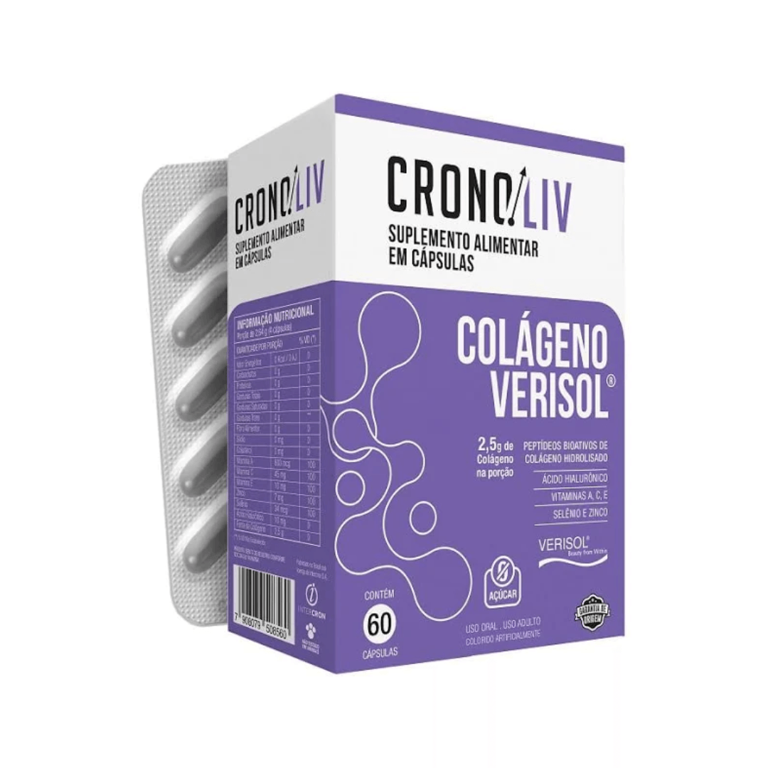 Encontraproduto.com.br - Suplemento Alimentar Cronoliv Colágeno Verisol 60 Cápsulas