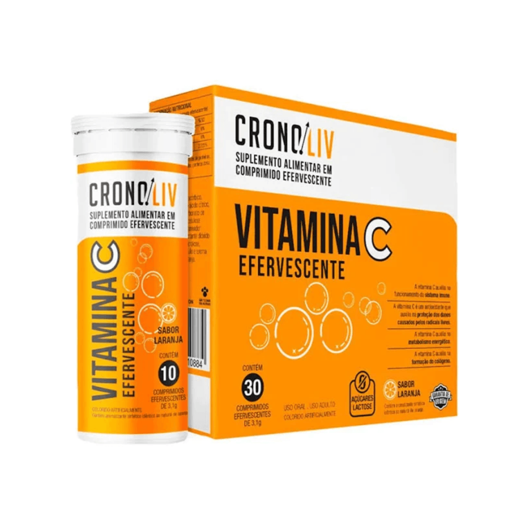 Encontraproduto.com.br - Vitamina C 1g Efervescente - Cronoliv - 10 comprimidos/3 unidades