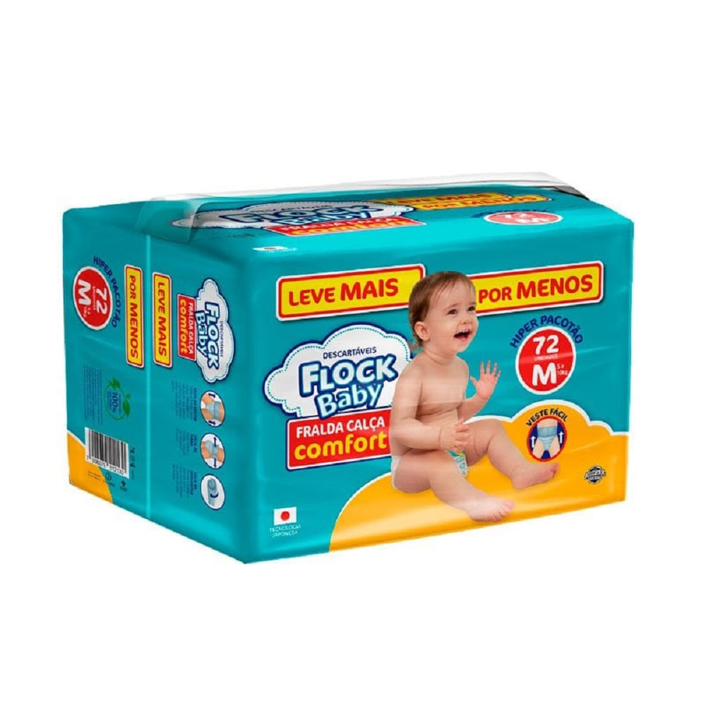 Fralda Descartável Flock Baby Calça Confort Hiper M 72 Unidades