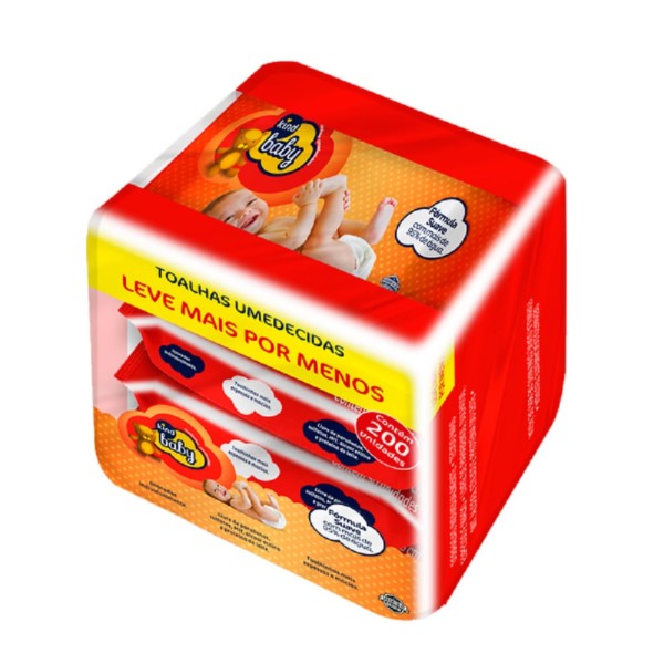 Encontraproduto.com.br - Toalhas Umedecidas Kind Baby - Kit com 200 unidades