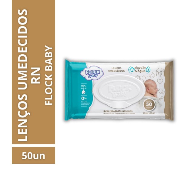 Encontraproduto.com.br - Lenço Umedecido Flock Baby Algodão e Água 50 Unidades