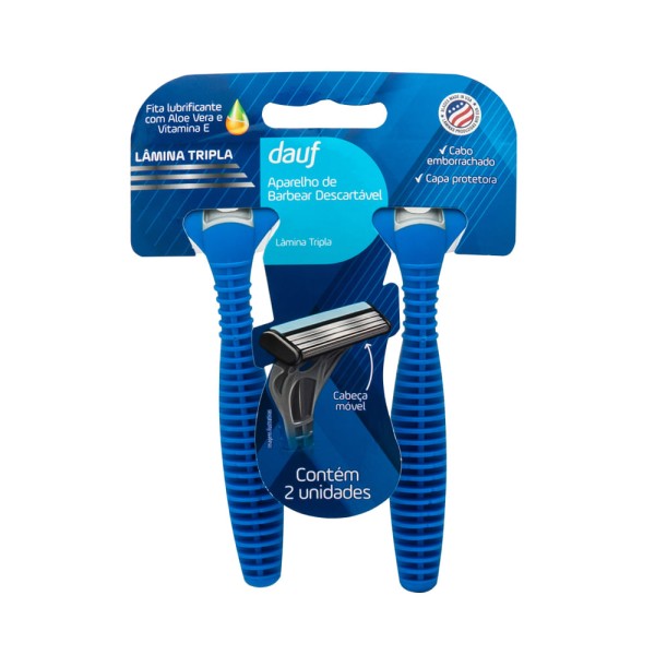 Encontraproduto.com.br - Aparelho Para  Barbear Descartavel Dauf 3 Laminas Com 2 Unidades