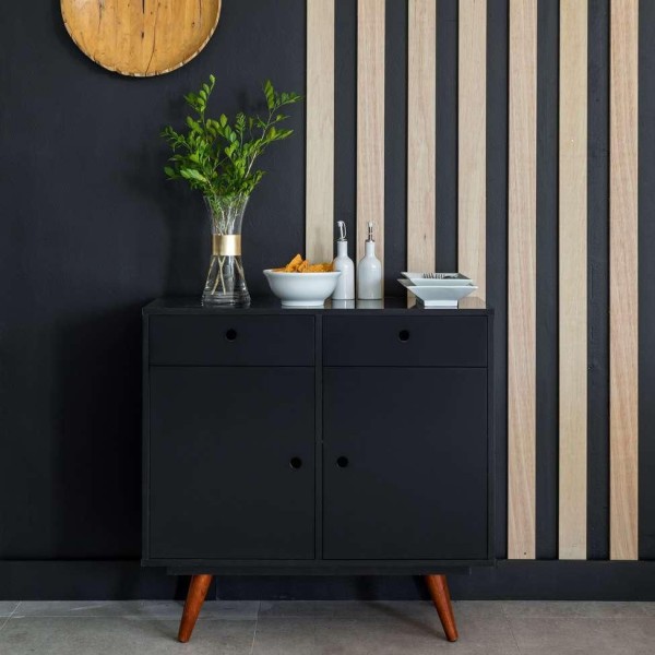 Encontraproduto.com.br - Aparador Buffet Retrô 90 Olivar - Cor: Preto
