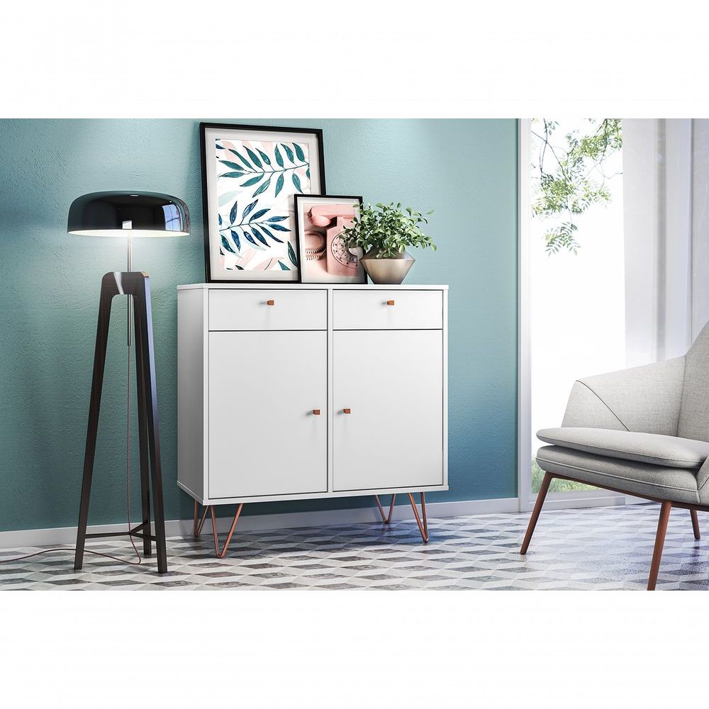 Encontraproduto.com.br - Aparador Retro Metal Onix Branco Ac - Cor: Branco