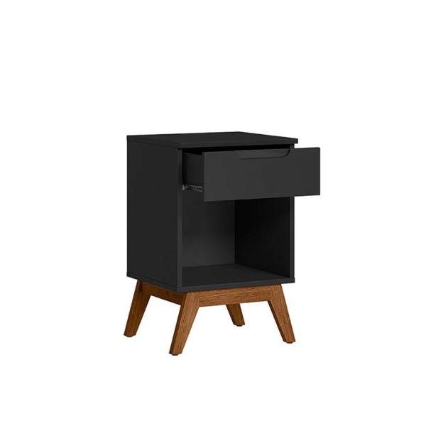 Encontraproduto.com.br - Mesa Cabeceira Pequena Retrô Alpi - Preto Acetinado - Cor: Preto