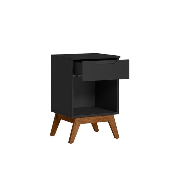 Encontraproduto.com.br - Mesa Cabeceira Pequena Retrô Alpi - Preto Acetinado - Cor: Preto