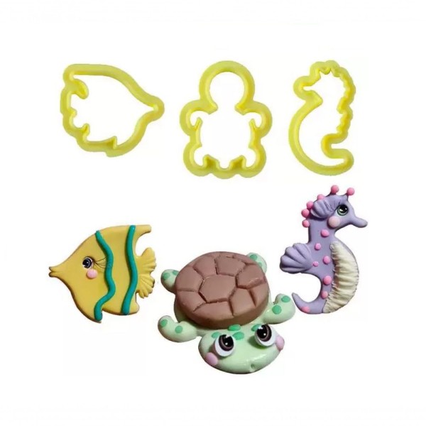 Encontraproduto.com.br - Kit Cortador Animais Marinhos 1 com 3 Peças BLUESTARNET