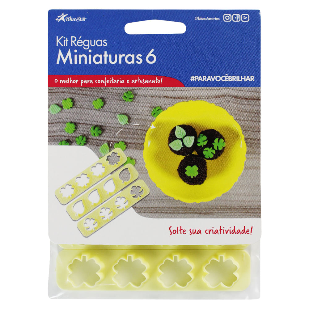 Kit Cortador Folhas Réguas Miniaturas 6 3Peças BLUESTAR