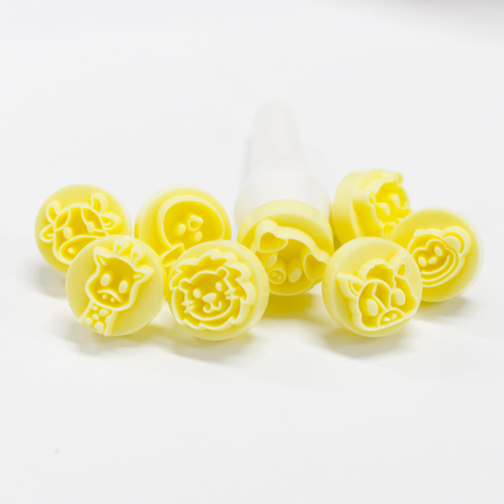 Encontraproduto.com.br - KIT CARIMBOS ANIMAIS AMARELO C/9 R.411010
