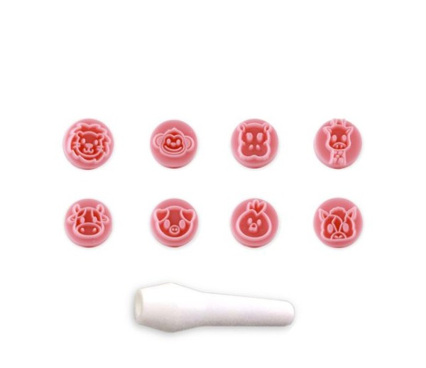 Kit Carimbos Animais Rosa Bebê Blue Star Net Com 9 Peças