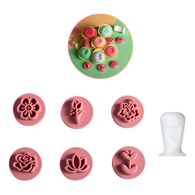Encontraproduto.com.br - Kit Carimbos Flores Rosa Bebê 2cm 7 Unidades 413595 BLUESTAR