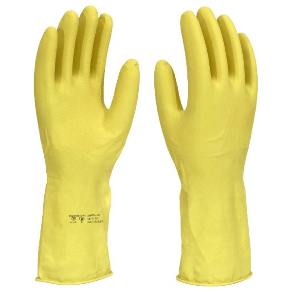Encontraproduto.com.br - Kit 12 Prs Luva Látex Amarela Forrada Multiuso  Epi N º M