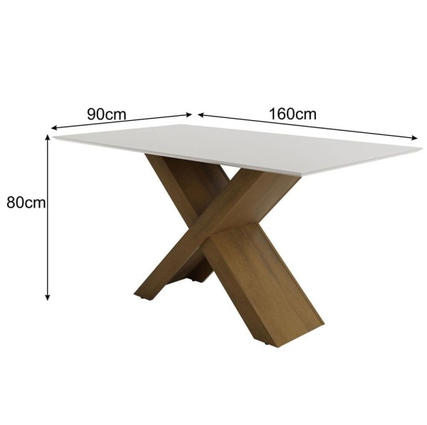 Encontraproduto.com.br - Mesa De Jantar Dobuê Creta Light 160x90 Com 6 Cadeiras Estofadas Carvalho/branco Off White/bege