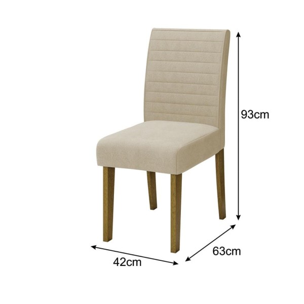 Encontraproduto.com.br - Mesa De Jantar Dobuê Creta Light 160x90 Com 6 Cadeiras Estofadas Carvalho/branco Off White/bege